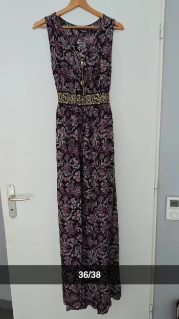 Robe longue mauve et noir