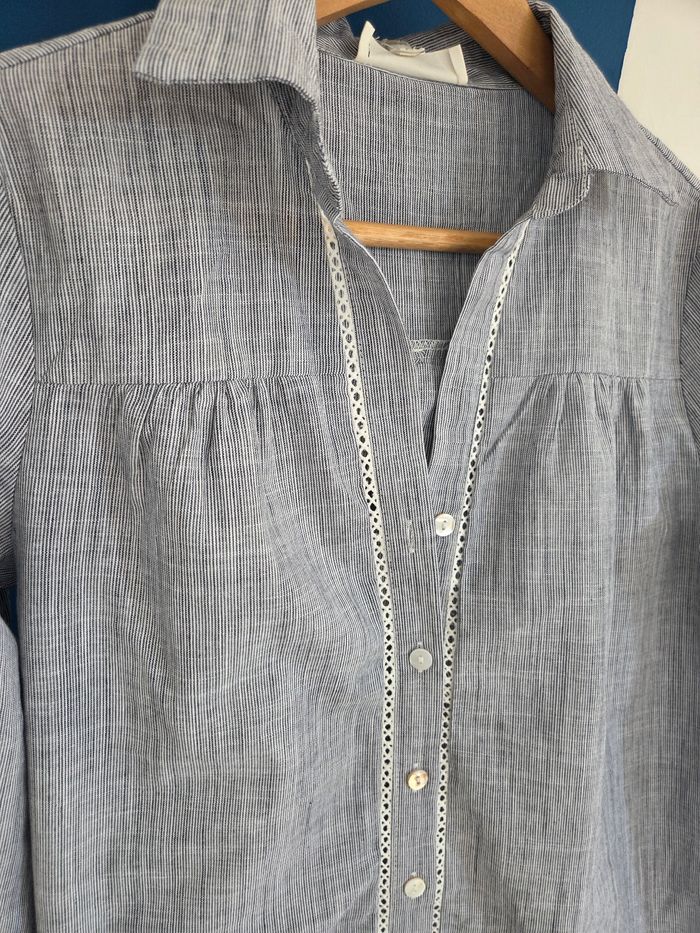 Chemise lignée coton grise taille M/L - photo numéro 2