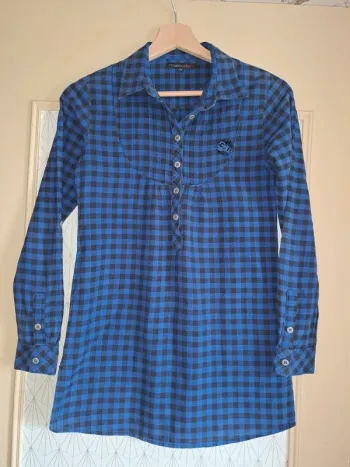 Chemise longue fille bleu noire à carreaux tbe rosebud girl 12 ans