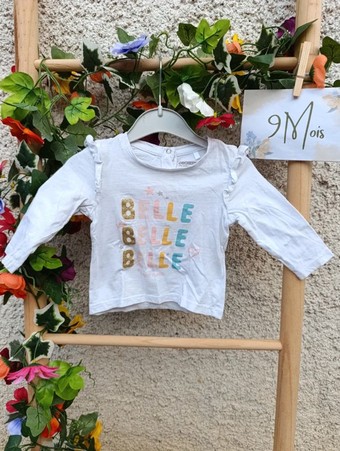 T-shirt manche longue blanc 9mois - Orchestra - photo numéro 2