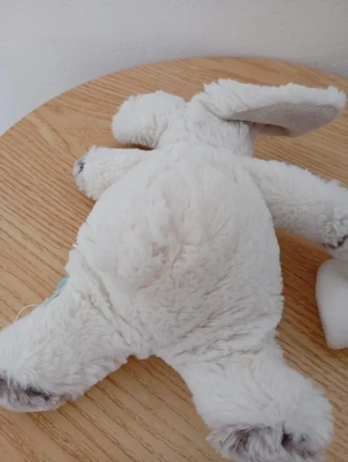 Babyt nat doudou peluche lapin blanc écru les flocons taupe - photo numéro 2