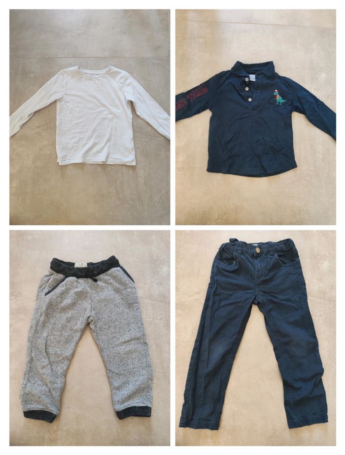 2 ensembles jogging t-shirt manches longues pantalon et polo marine taille 5 ans Zara c&a