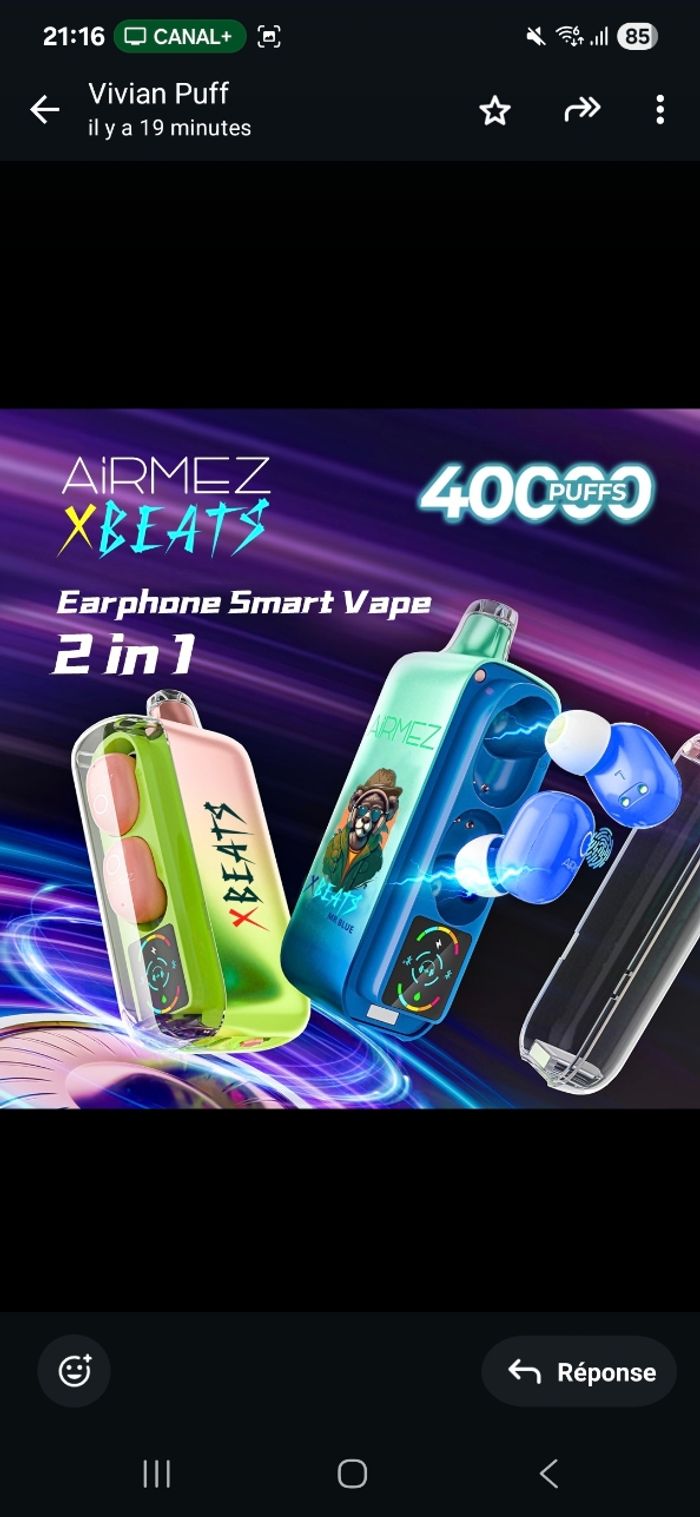 Vape 40k avec écouteurs intégré - photo numéro 4