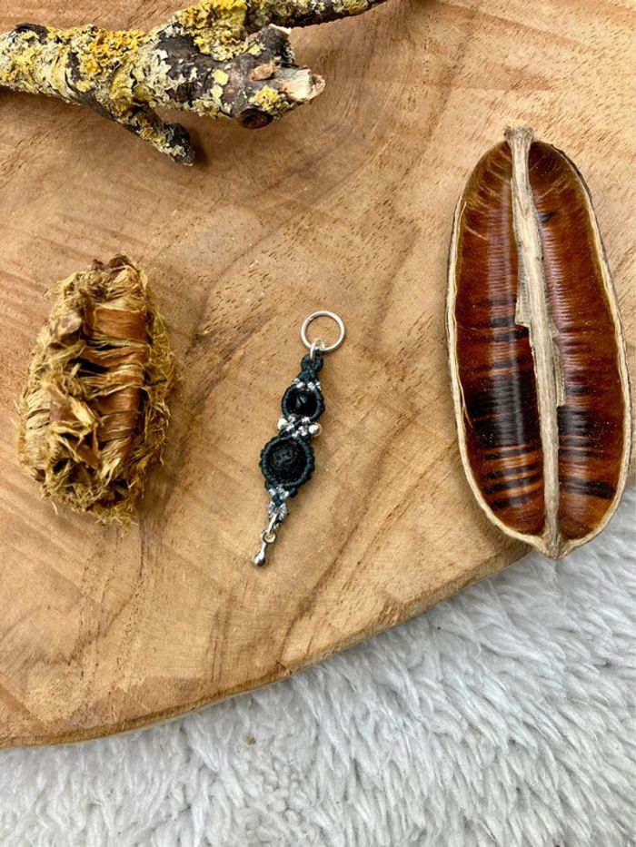 Bijou cheveux, bijou tresse, macramé, pierre Onyx et Agate