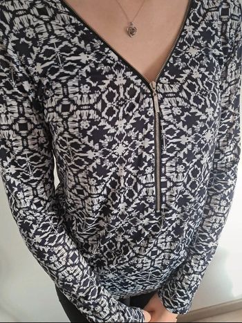 Blouse manches longues motifs blanc/noir Mim