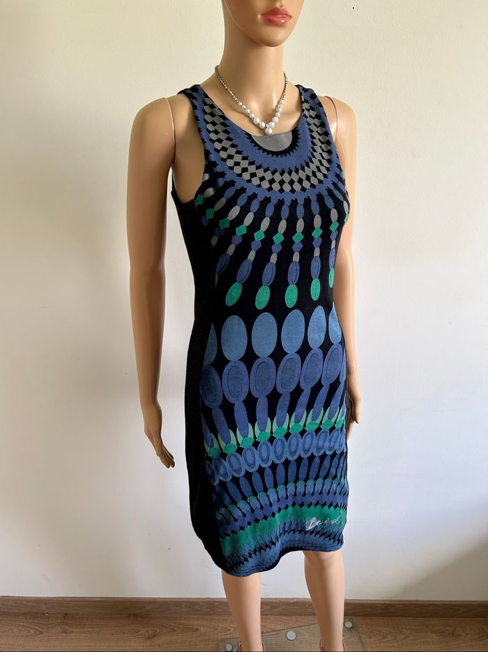Robe grise et bleue sans manches Desigual taille XS bon état - photo numéro 2