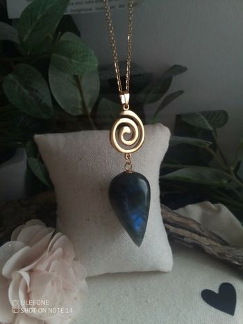 Collier labradorite et spirale dorée