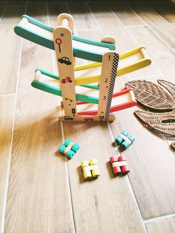 🚗Jeu de dextérité -Toboggan/ circuit en bois La course automobile -marque Vertbaudet
