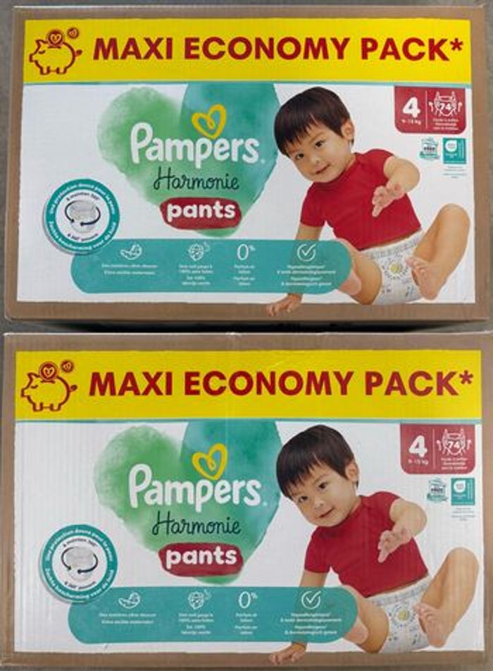 Lot de 2 cartons de couches Pampers Harmonie Pants taille 4 148 couches