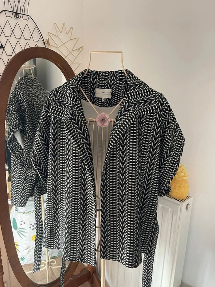 🍍 Kimono Cape noir et blanc 40 - photo numéro 2
