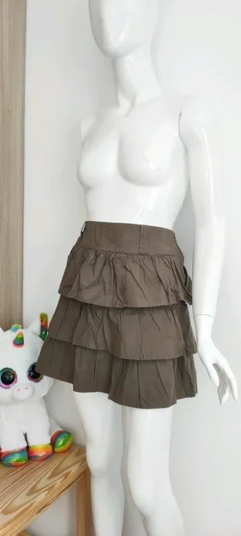 Jupe marron a volants, 100% coton