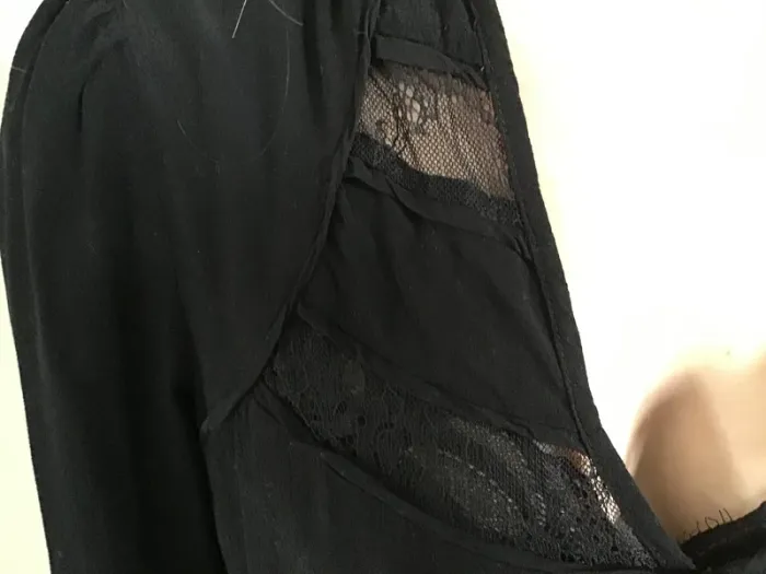 Blouse noire empiècement dentelle Orfeo - photo numéro 4