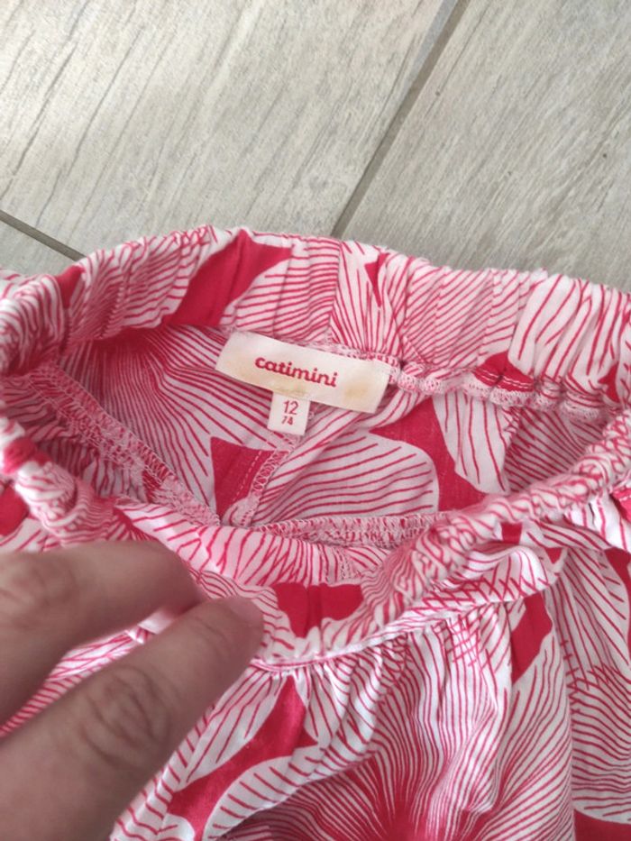 Ensemble jupe short et t-shirt Catimini rouge et blanc - photo numéro 3
