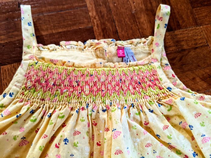 Barboteuse combicourt combishort salopette petites fleurs à smocks Orchestra 6 mois - photo numéro 2