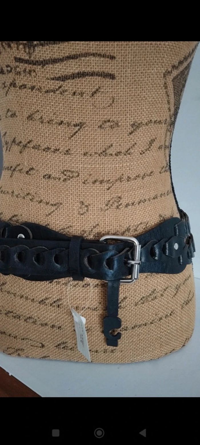 Ceinture noire deux rangs 105 cm femme - photo numéro 3