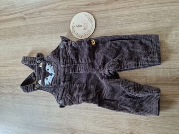 Salopette / Barboteuse Velours Côtelé Marron Broderie Renard Mots d'enfants - 6 mois