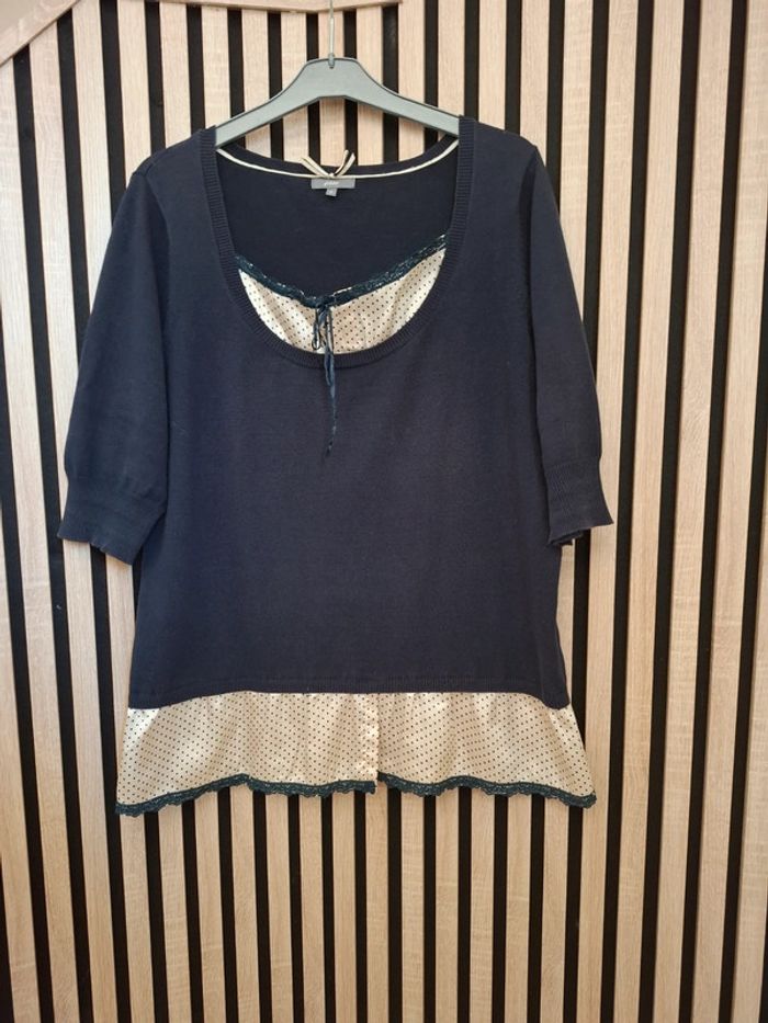 Pull bleu marine bohème Phildar T 42 - photo numéro 6