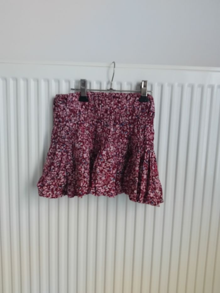 Jupe bordeaux à fleurs 4/5 ans tao - photo numéro 4