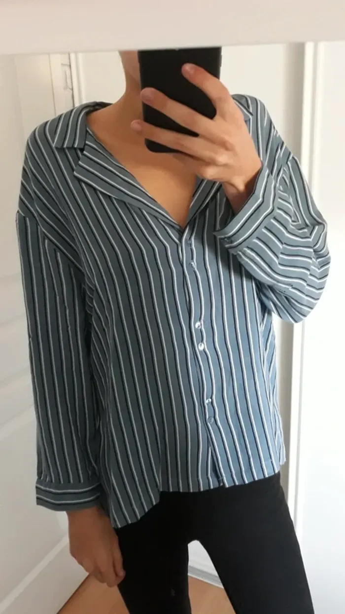 chemise fluide a rayures pull and bear - photo numéro 4