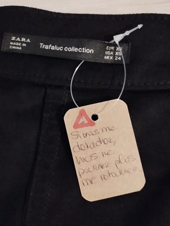 Mini jupe XS Zara noire effet daim - photo numéro 7