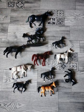 Lot animaux en plastiques 11 chevaux maquettes