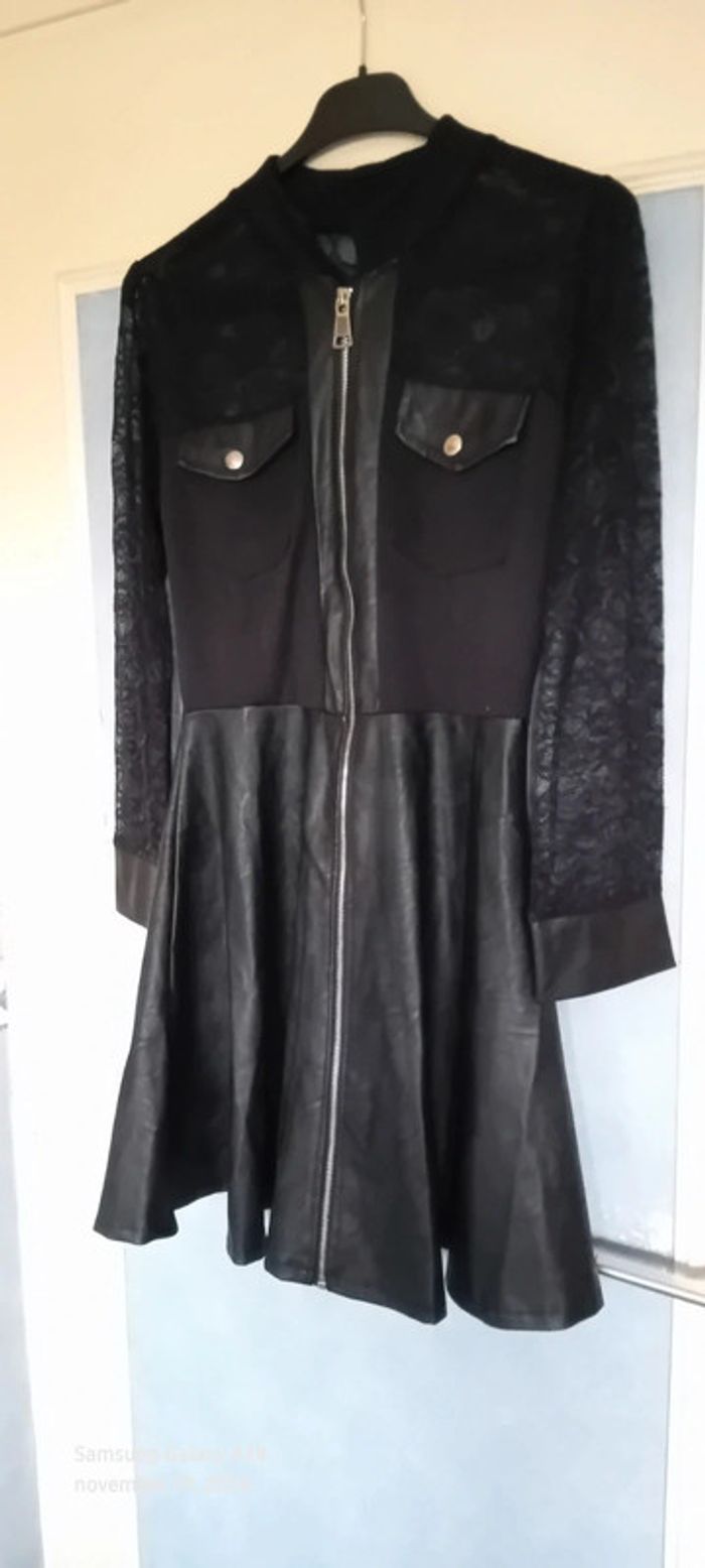 Robe sexy bimatiere avec dentelle et fermeture éclair femme M made in italy - photo numéro 2