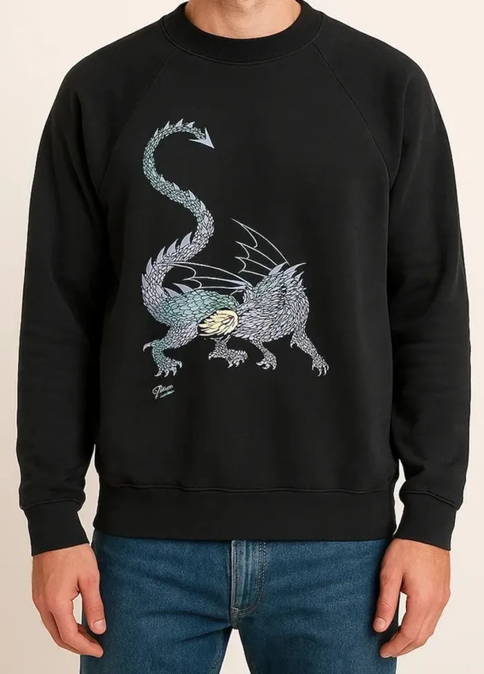 Crewneck Japanese dragon print vintage XL Mens - photo numéro 2