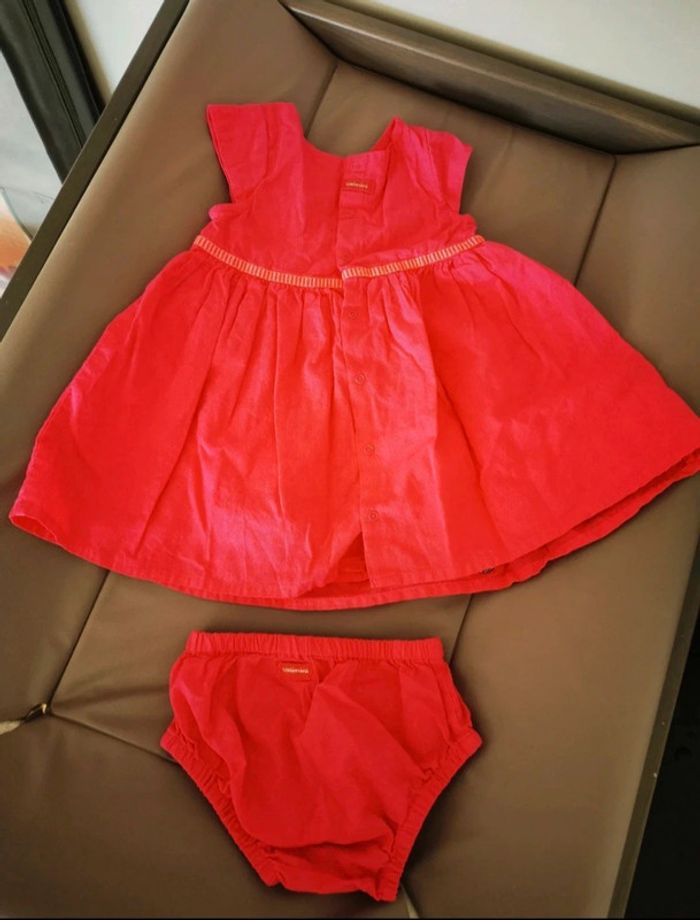 Ensemble robe et bloomer Catimini 6 mois. - photo numéro 2