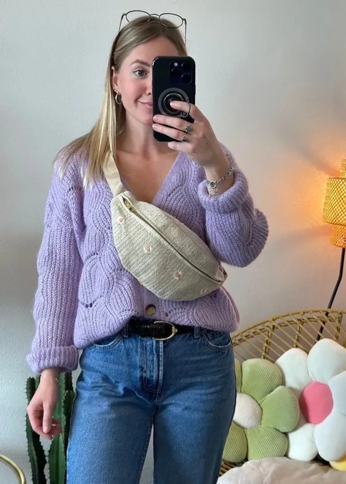 Banane beige brodée de fleurs pâquerettes neuve - photo numéro 5
