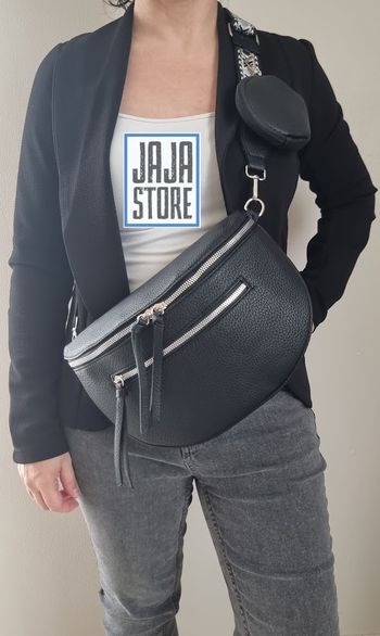 Grand sac banane noir🍌Cross bag + porte-monnaie🤩