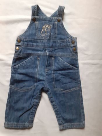 Salopette jean bleu motif ours et pingouin