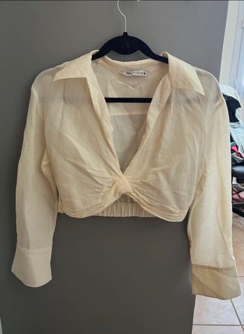 Chemise courte beige/crème Zara
