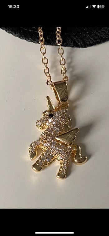 Chaîne à détail et médaille licorne
