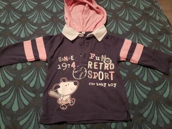 T-shirt manches longues à capuche garçon 6 mois