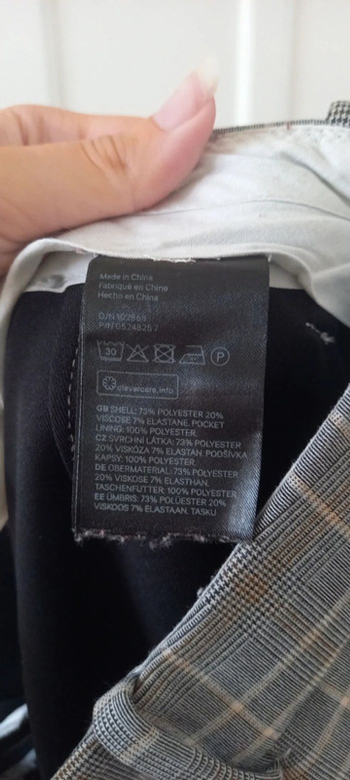 Pantalon droit à carreaux gris blanc noir H&M 38 - photo numéro 7