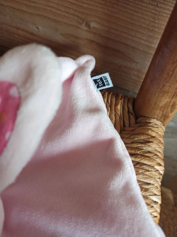 Doudou lapin rose tex hibou tbe - photo numéro 3