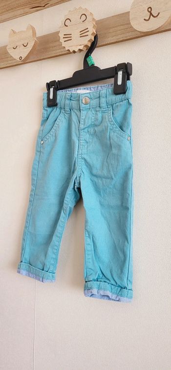 Pantalon mes petits cailloux bleu turquoise 18 mois