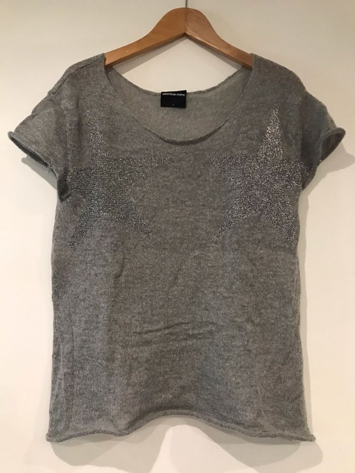Pull manches courtes gris american retro taille 1