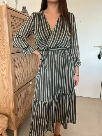 Robe longue verte à rayures Scarlet Roos