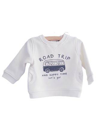 Kiabi - Sweat manches longues, col rond - "Road trip and happy time" - Neuf avec étiquette (9 mois)