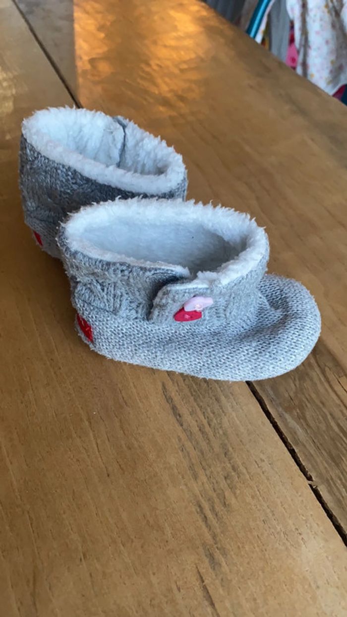 Boots tricot gros cœurs roses