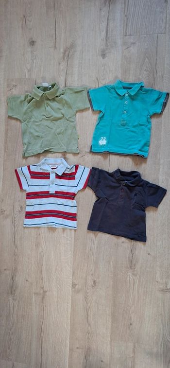 Lot 4 polos MC 12mois dont 1 neuf et 1 TBE