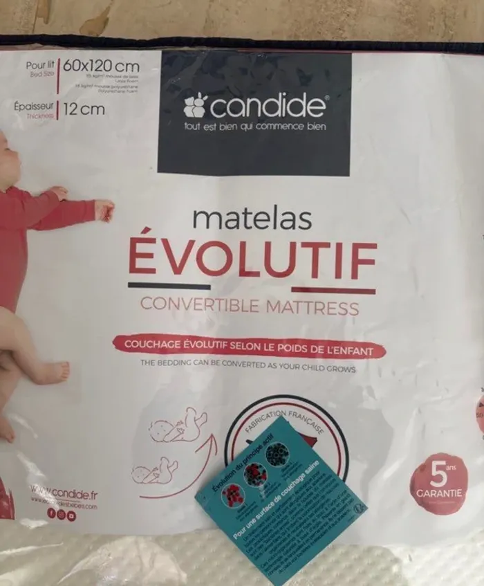 Matelas bébé évolutif Candide 60x120 cm – Neuf emballé - photo numéro 3