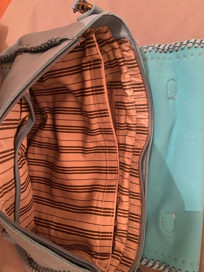 Sac bleu imitation cuir - photo numéro 4