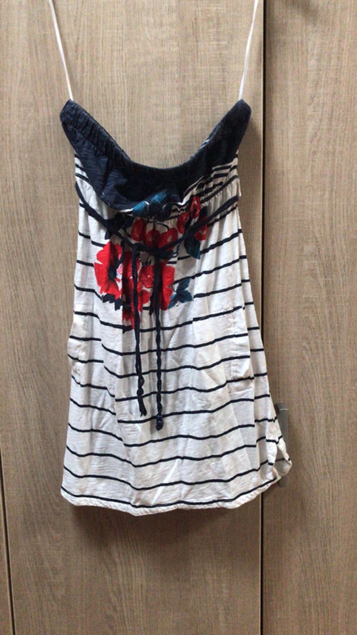 Tunique bustier bershka bleu et blanc marinière - photo numéro 2