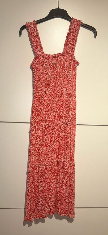 Robe longue rouge à fleurs blanches Vero Moda – Taille S – Neuve sans étiquette