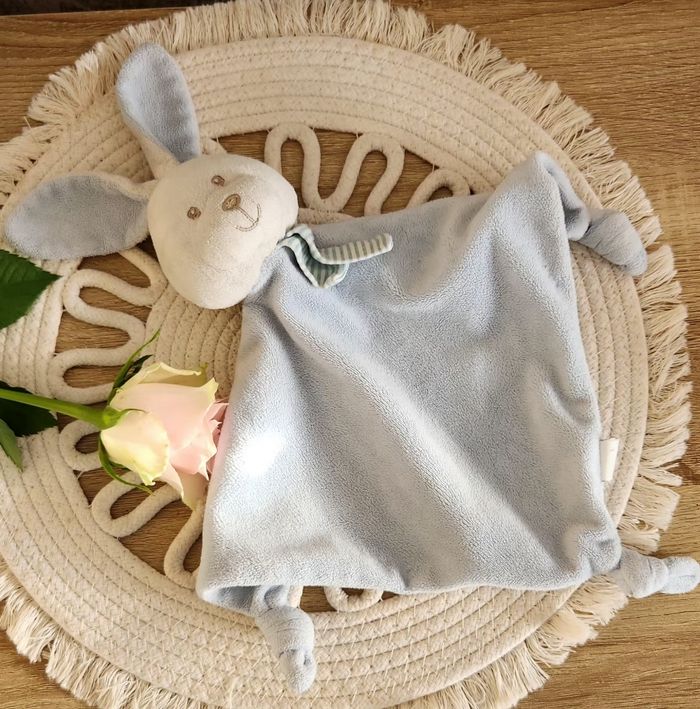 Doudou Lange Bébé Lapin bleu - photo numéro 8
