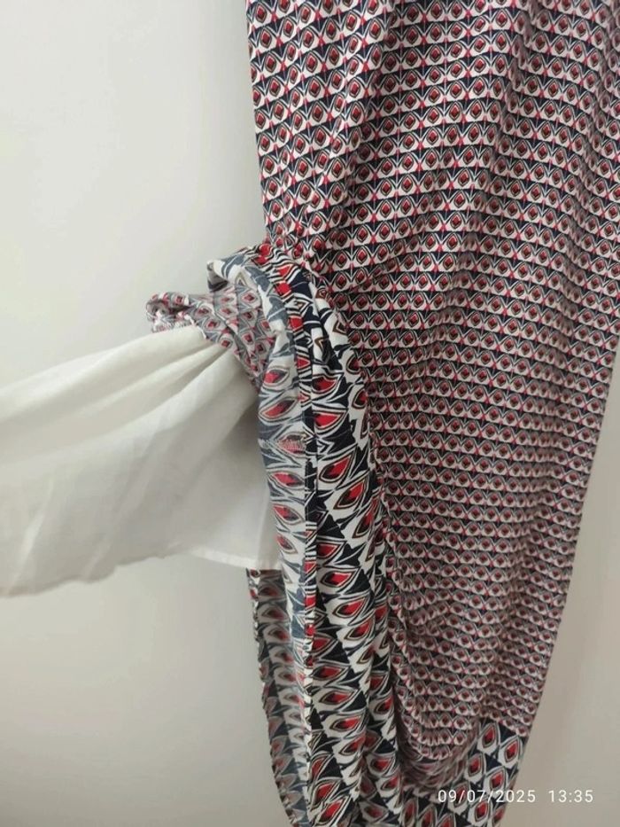 Vestido sin mangas largo estampado de color rojo y blanco - photo numéro 3