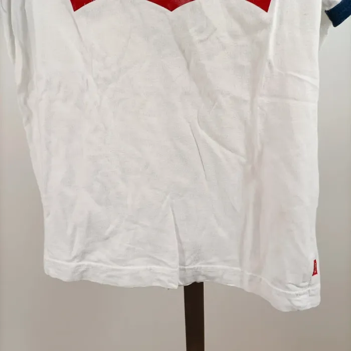 T-shirt Levi's blanc manches courtes coton logo rouge et bordures bleu enfant 8 ans casual A1433 - photo numéro 6
