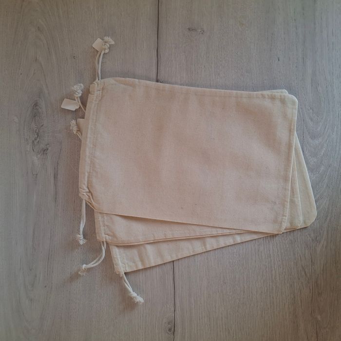 Lots de 3 pochons en coton 20x30 cm crème avec inscriptions fuchsia pailletées - Déesse au Naturel - photo numéro 4